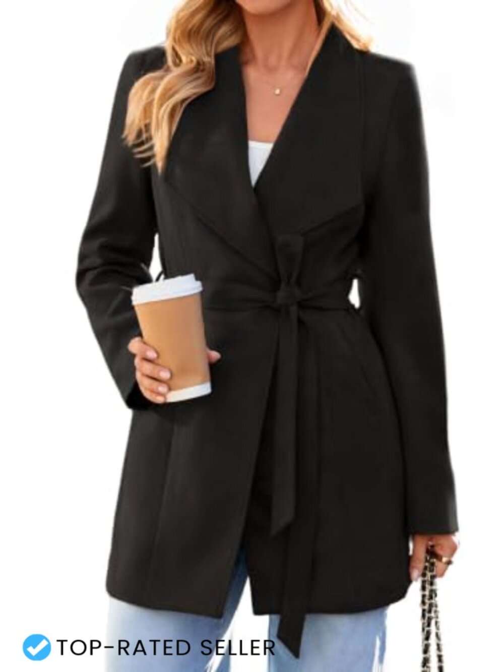 Faux Suede Trench Coat Belted Tie Waist Open Front Lapel Fall Outerwear